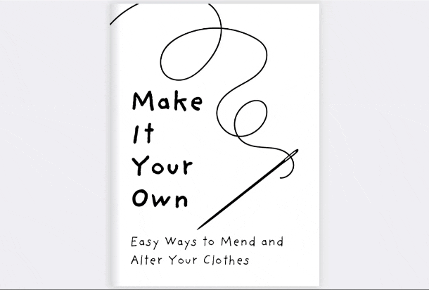 Gif of a digital copy of the mending zine being opened and flipped through.